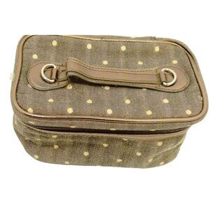 Polka Dot Makeup Bag Cosmetic Travel Bag Black Gray White Vintage